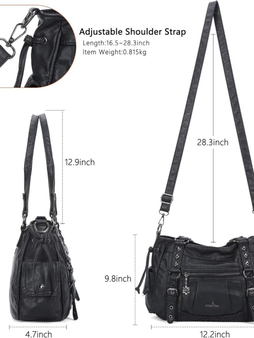 Shoulder Bag For Women Multi Pocket Retro Hobo Handbags Satchel Tote Bag - Picture 4 of 8